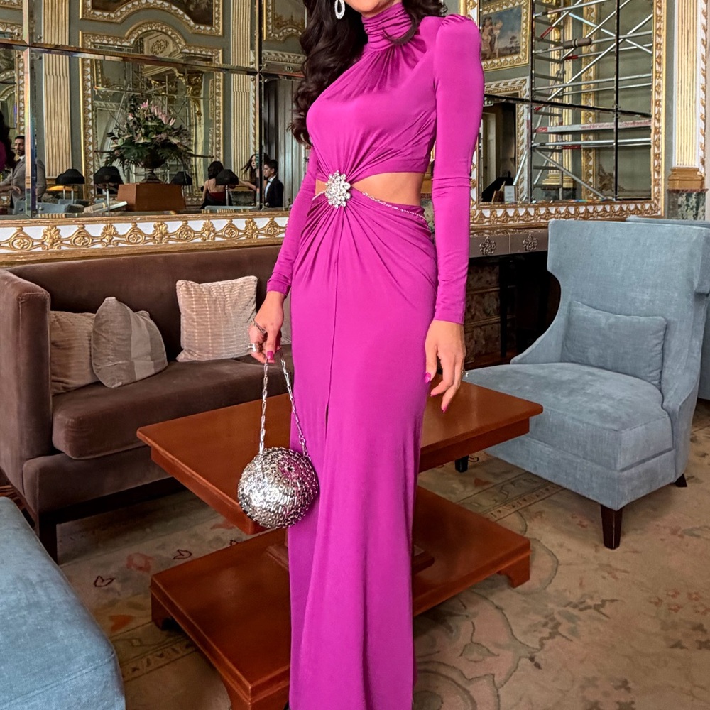 Paco Rabanne Purple Dress with Silver Accent